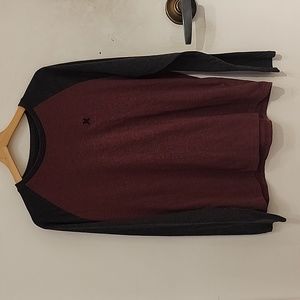 Hurley Marron and Grey Men's Long Sleeve Baseball‎ Shirt size M